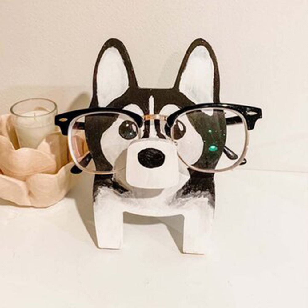 Wooden animal eyeglasses holder pig design