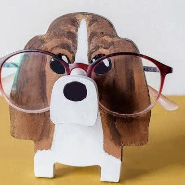 Wooden animal eyeglasses holder corgi design