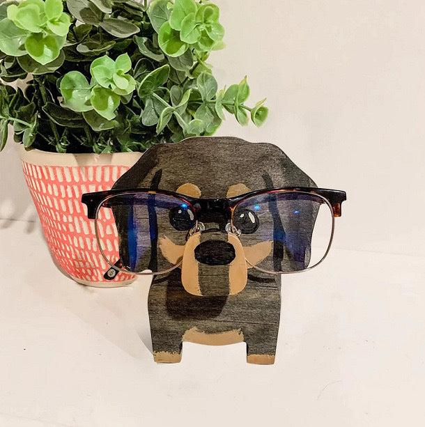 Wooden animal eyeglasses holder pig design