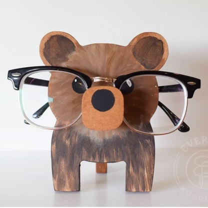 Wooden animal eyeglasses holder owl design