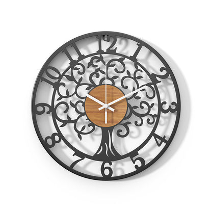 Iron Tree of Life Wall Clock Front View