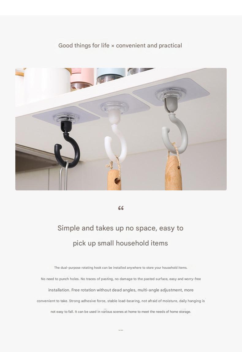 Rotating adhesive hooks in black and gray