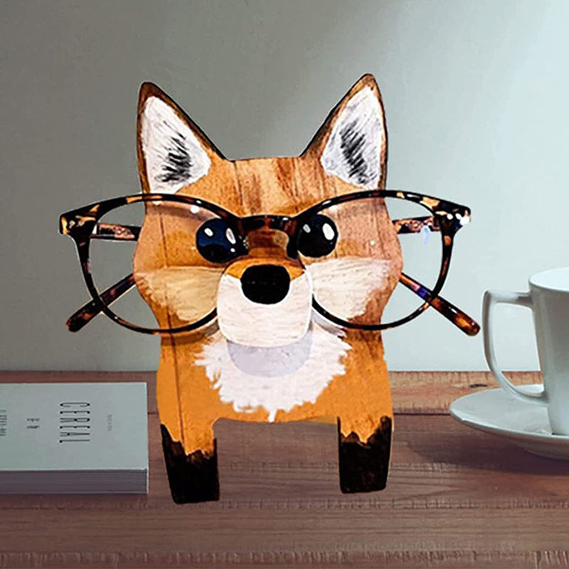 Wooden animal eyeglasses holder fox design